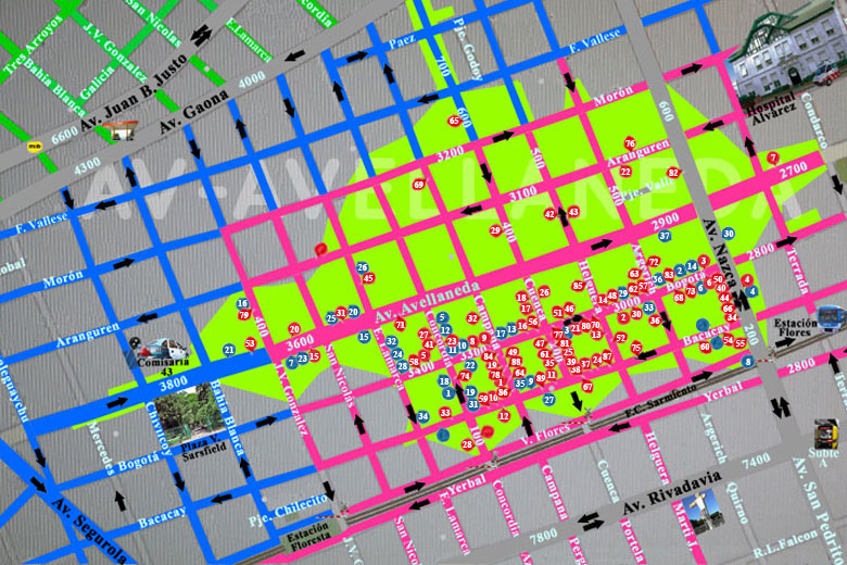 MAPA CON LA UBICACION DE LAS GALERIAS Y PASEOS